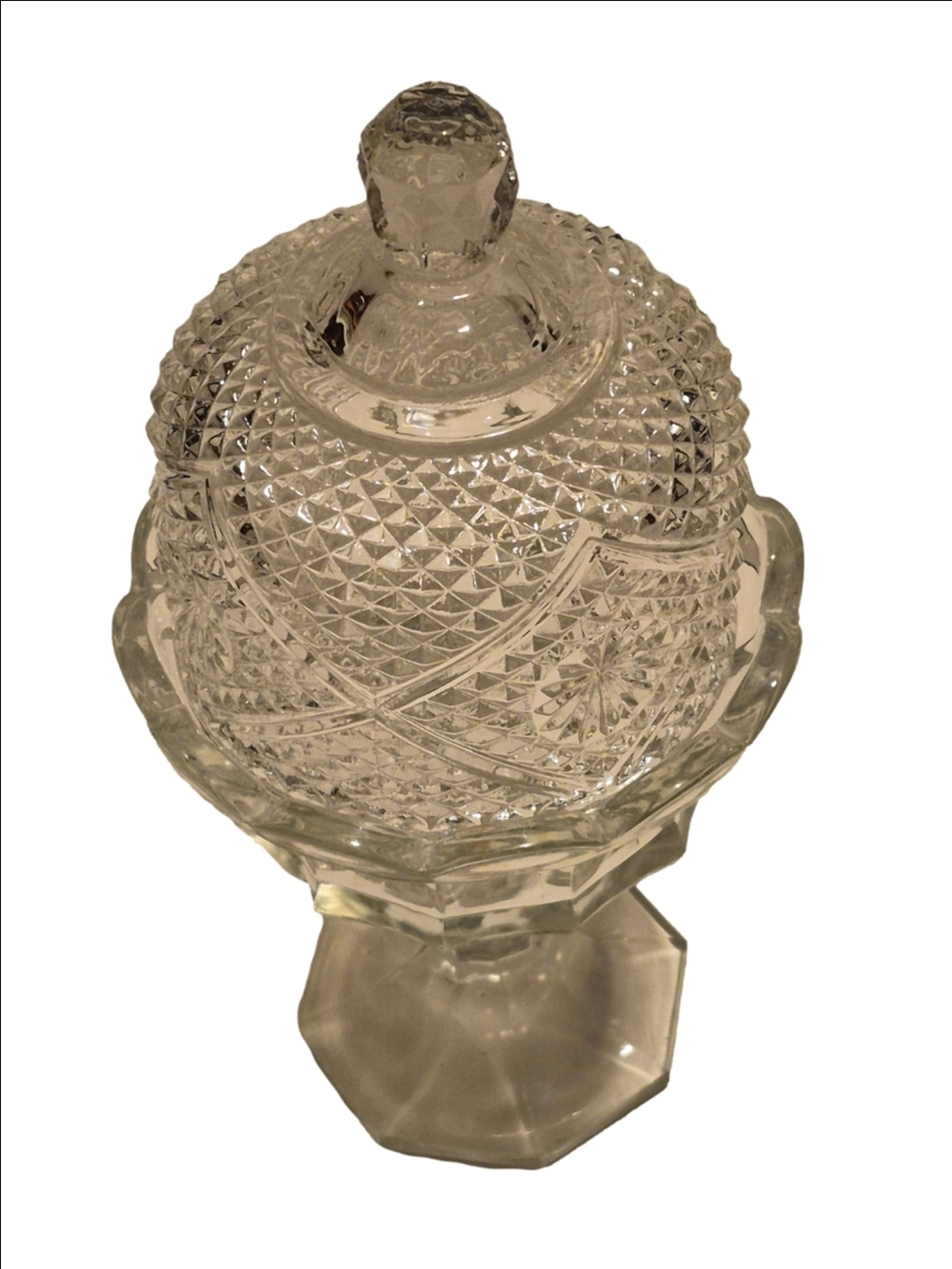 Pressed Glass Covered Compote - Clear Crystal-Look Candy Dish